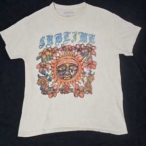 Sublime Graphic T-Shirt Large Vintage Style Sun Floral Band Tee Double Sided